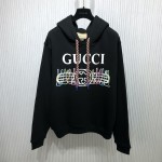 Gucci vintage logo bunny print cotton jersey hoodies black