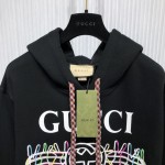 Gucci vintage logo bunny print cotton jersey hoodies black