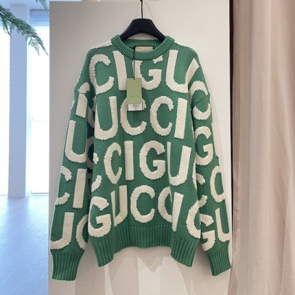 Gucci Wool jumper with Gucci intarsia Green ‎763672