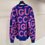 Gucci Wool jumper with Gucci intarsia Blue and Pink ‎763672