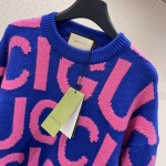 Gucci Wool jumper with Gucci intarsia Blue and Pink ‎763672