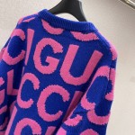 Gucci Wool jumper with Gucci intarsia Blue and Pink ‎763672