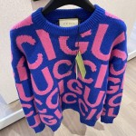 Gucci Wool jumper with Gucci intarsia Blue and Pink ‎763672