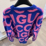 Gucci Wool jumper with Gucci intarsia Blue and Pink ‎763672