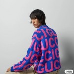 Gucci Wool jumper with Gucci intarsia Blue and Pink ‎763672