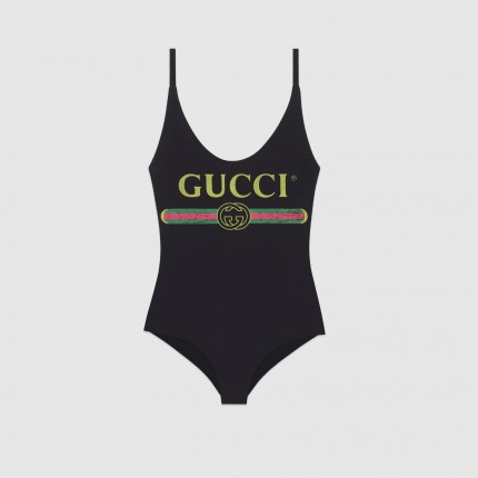 Sparkling swimsuit with Gucci logo Black