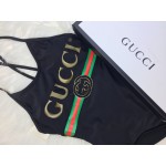 Sparkling swimsuit with Gucci logo Black