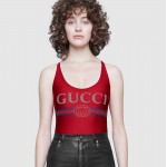 Sparkling swimsuit with Gucci logo Red