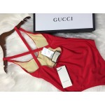 Sparkling swimsuit with Gucci logo Red