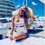 Sparkling swimsuit with Gucci logo White