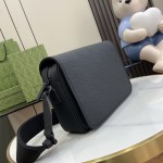 Gucci Black GG rubber-effect leather GG crossbody bag ‎775097