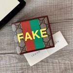 Gucci 'Fake/Not' print billfold wallet ‎636166