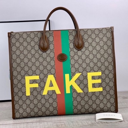 Gucci 'Fake/Not' print large tote bag ‎630353