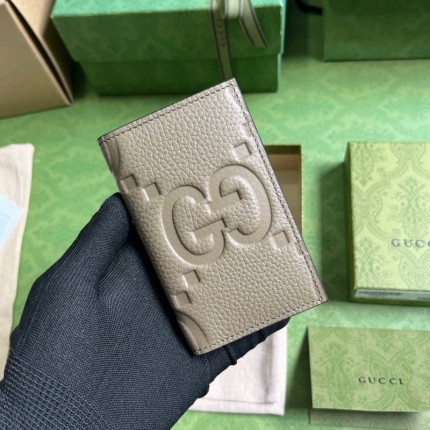 Gucci Jumbo GG card case Taupe ‎739478