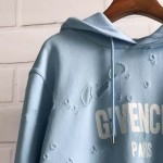 Givenchy Paris Destroyed Hoodies Blue