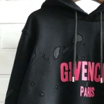 Givenchy Paris Destroyed Hoodies Black with red