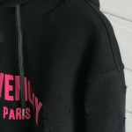 Givenchy Paris Destroyed Hoodies Black with red