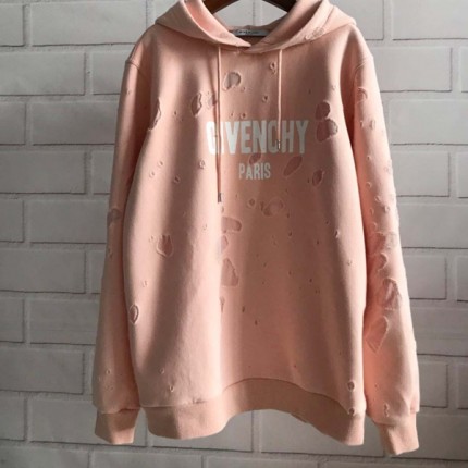 Givenchy Paris Destroyed Hoodies Pink