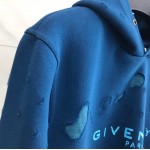 Givenchy destroyed hoodie blue