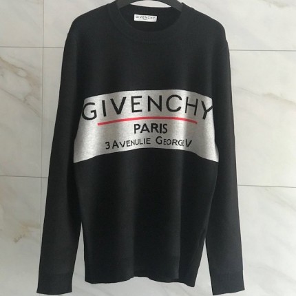 Givenchy Label Printed Wool Sweater Black