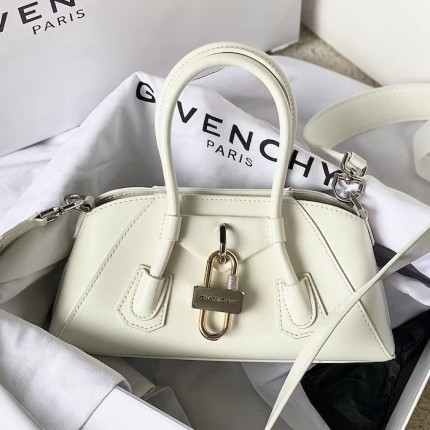 Givenchy Mini Antigona Stretch bag in Box leather White