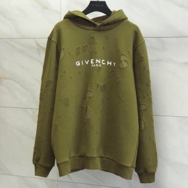 Givenchy Paris Destroyed Hoodie Green