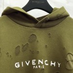 Givenchy Paris Destroyed Hoodie Green