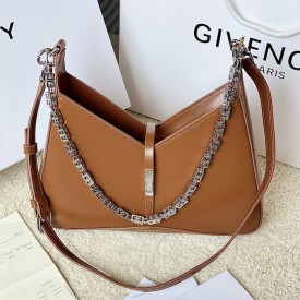 Givenchy Small Cut Out bag in Box leather with chain Tan