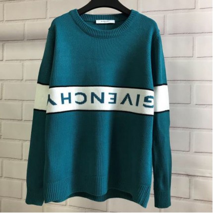 Givenchy Logo Intarsia Wool Sweater Blue