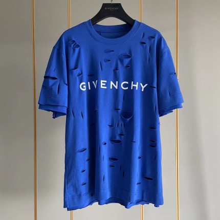 Givenchy Archetype oversized t-shirt with destroyed effect Blue