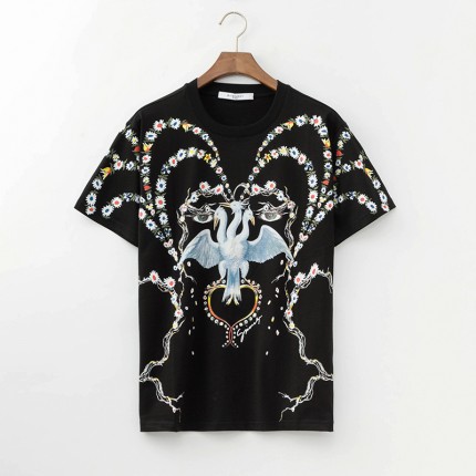 Givenchy Bird Printed Masculine T shirt Black