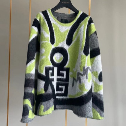 Givenchy Graffiti Pattern Knit Jumper Green