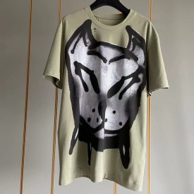 Givenchy Oversized t-shirt with tag effect dog print Green