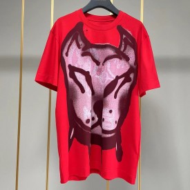 Givenchy Oversized t-shirt with tag effect dog print Red