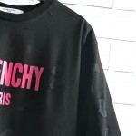 Givenchy Paris Destroyed Oversized T shirt Black with Red