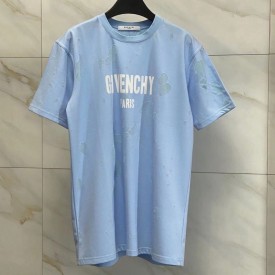 Givenchy Paris Destroyed Oversized T shirt Blue