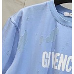 Givenchy Paris Destroyed Oversized T shirt Blue