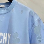 Givenchy Paris Destroyed Oversized T shirt Blue