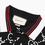 Gucci GG and stars stretch cotton polo Black