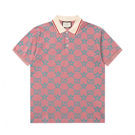 Gucci GG and stars stretch cotton polo Pink