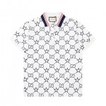 Gucci GG and stars stretch cotton polo White