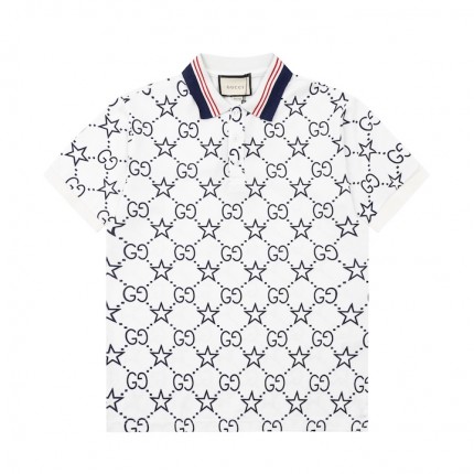 Gucci GG and stars stretch cotton polo White