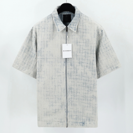 Givenchy 4G blue logo-jacquard denim shirt