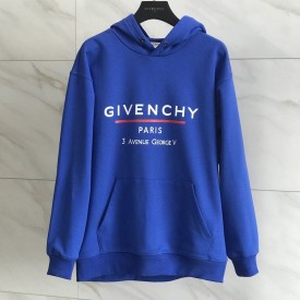 Givenchy Label Printed Hoodie Blue