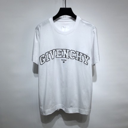 T-shirt in GIVENCHY College embroidered jersey White