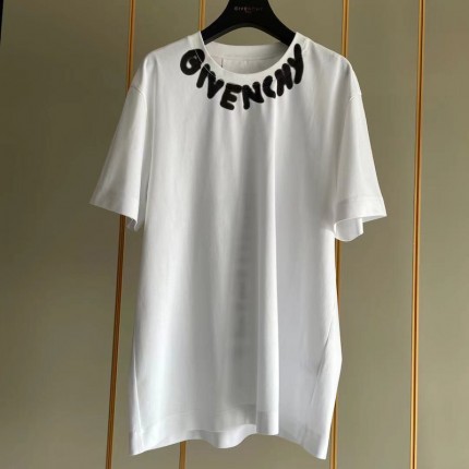 Givenchy Oversized T shirt with Tag Effect Prints White