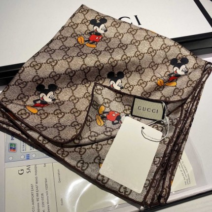 Disney x Gucci GG silk scarf Beige