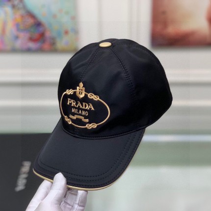 Prada Cotton Baseball Cap Black