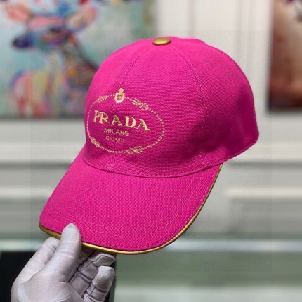 Prada Cotton Baseball Cap Rose