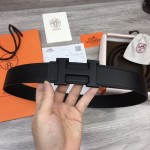 Hermes Men's Reversible Epsom Leather 38MM Belt Black